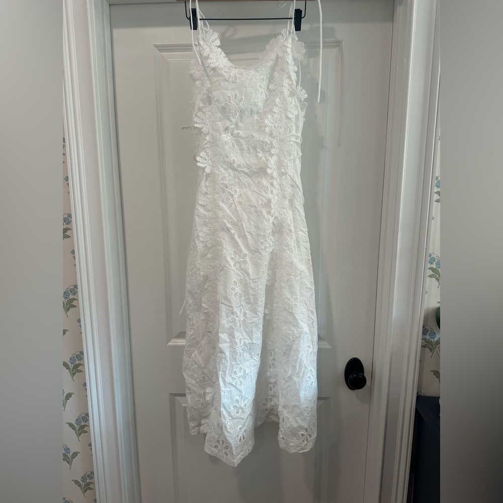 White floral appliqué dress